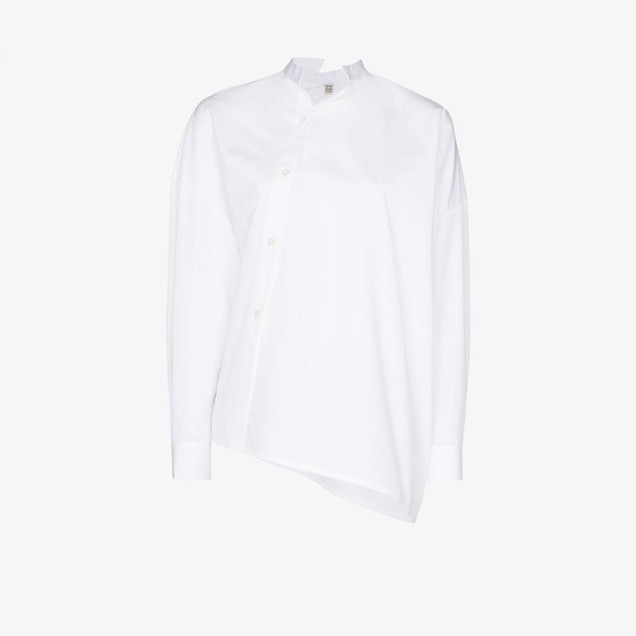 トーテム Toteme レディース ブラウス シャツ トップス Noma Asymmetric Cotton Shirt White Supersport Tn