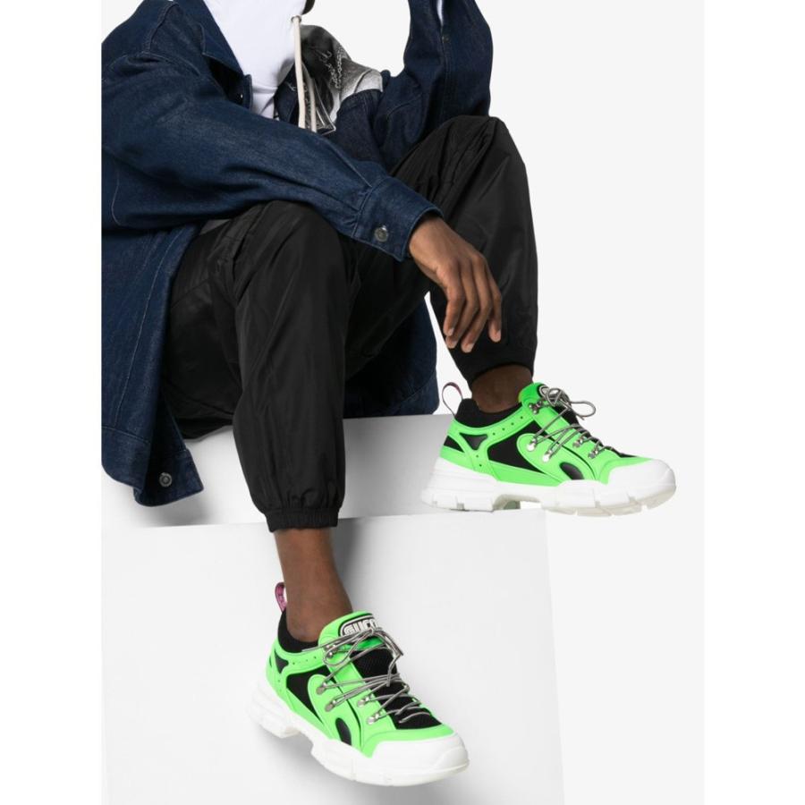 独特な店 グッチ Gucci Green Sneakers Mesh And Leather Flashtrek Black And Green シューズ 靴 スニーカー メンズ スニーカー サイズ 8