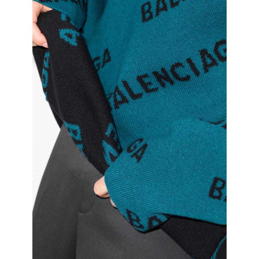 バレンシアガ Balenciaga メンズ ニット・セーター タートルネック トップス logo turtleneck wool sweater blue｜fermart｜03