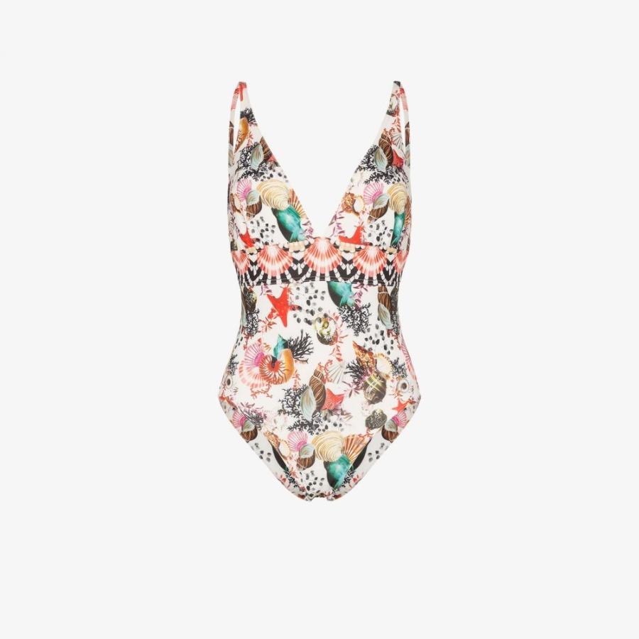 メアリー カトランズ Mary Katrantzou レディース ワンピース 水着 ビーチウェア Ibiza Shell Print Swimsuit White Www Npattorney Com