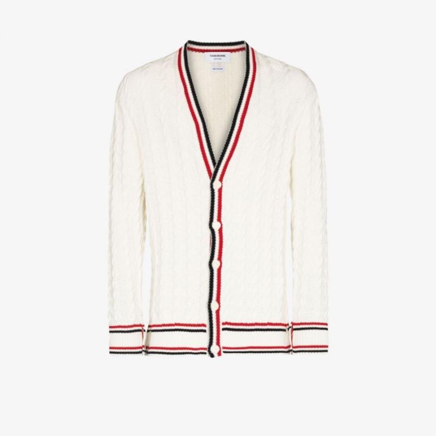 期間限定キャンペーン カーディガン ブラウン トム Browne Thom メンズ White Cardigan Knit Cable Heritage トップス ケーブルニット カーディガン メンズ Browne Thom ブラウン トム トップス トップス La Dk Biere Com