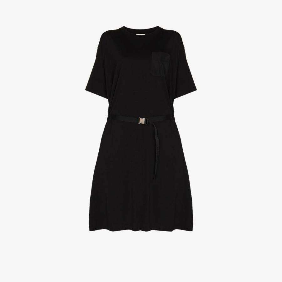 注目ブランド Moncler モンクレール Black Dress Belted Waist Logo Patch ワンピース ドレス ワンピース レディース Moncler モンクレール レディース ワンピース ワンピース チュニック
