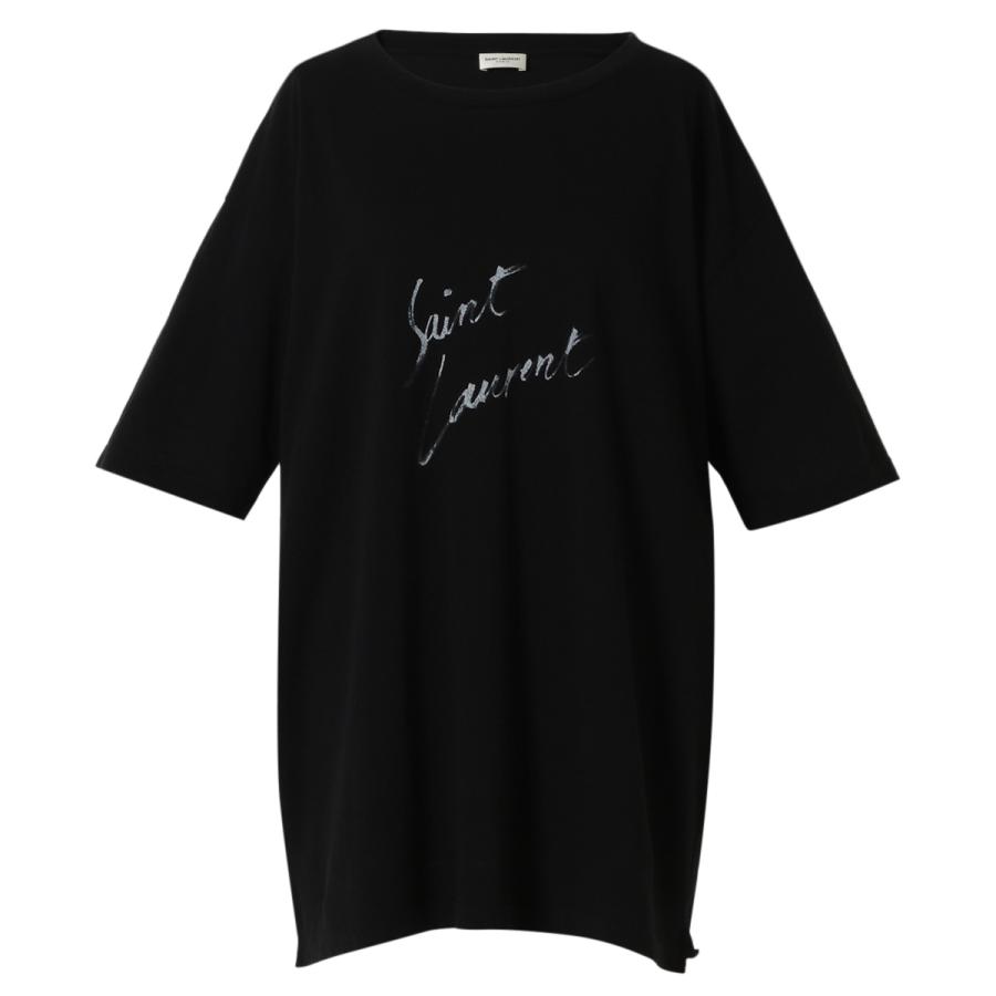 即納 イヴ サンローラン Saint Laurent メンズ Tシャツ トップス T Shirt Black ロゴプリント クルーネック 半袖 カットソー オーバーサイズド Zf Bk フェルマート Fermart 1号店 通販 Yahoo ショッピング