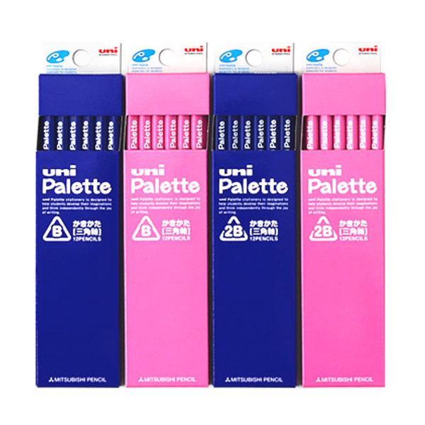 三菱鉛筆 三角軸 Uni Palette 12本入 B・2B かきかたえんぴつ 文具