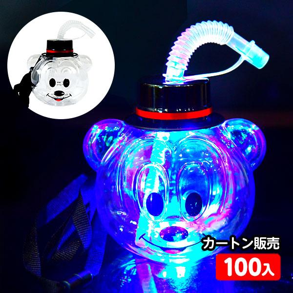 100個セット カートン販売／光る ミッキー フェイスボトル 約420ml 光るおもちゃ 景品 不良返品不可 送料無料（Yahoo!・フェスティバルプラザ）