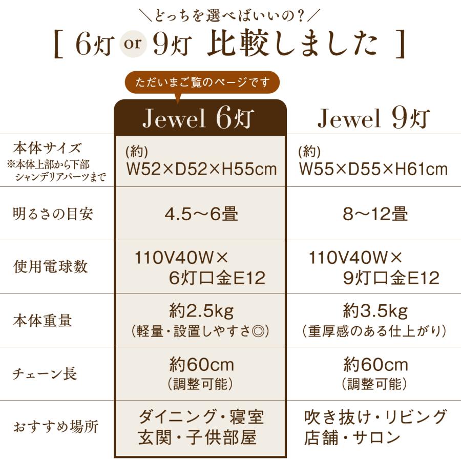 シャンデリア ジュエル 6灯 Jewel アンティーク調 姫系 かわいい