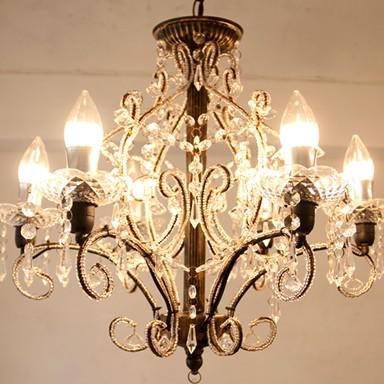 クロムメッキ シャンデリア 5灯LED電球付き シャンデリア LED電球 12mm E12口金 5W(450 lm) クリアタイプ(電球色