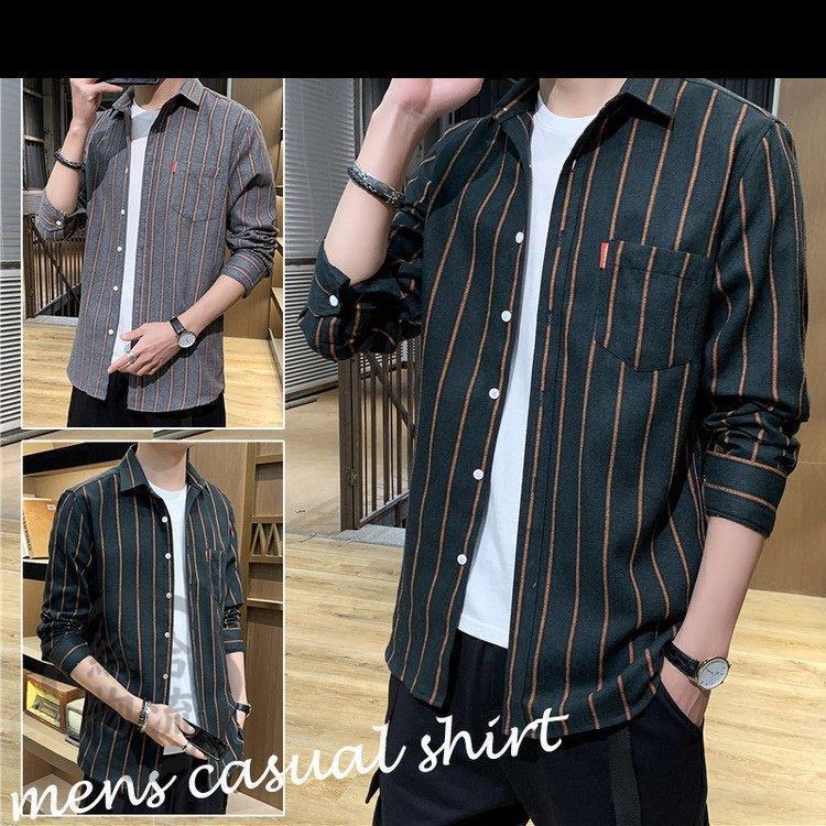 ストライプシャツ メンズ 秋物 秋 シャツ カジュアルシャツ トップス 長袖 細身 きれいめ 10代 代 30代 ファッション Hhh 0114 Yu45xpin412 Fevstyle 通販 Yahoo ショッピング