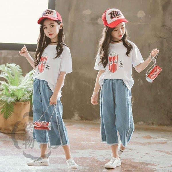 安心の韓国子供服 女の子 Tシャツ ジーンズ 上下セット カジュアル キッズ 夏服 子供服 お出かけ 海外旅行 110 1 130 140 150 160cm ルームウェア 部屋着 Moneystore Be