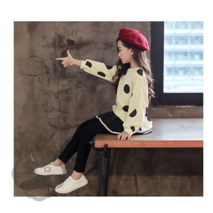 大人も着やすいシンプルファッション 韓国子供服 女の子 ２点セット 子供 トップス 水玉柄 パーカー スウェット 長袖 ボトムス キュロットスカート 女の子 キッズ 上下セットアップ 春秋 通園 通学 パンツ サイズ 110