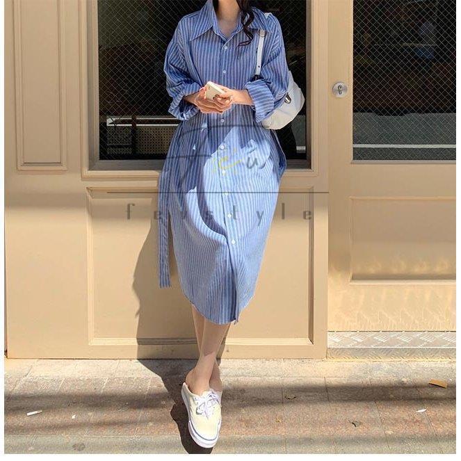 セール 登場から人気沸騰 長袖ワンピース オフィス ワンピース ストライプ柄 オーバーサイズ ロングシャツ レディース 長袖 シャツワンピ 春 秋 ロングワンピ ゆったり ワンピース サイズ F Www Gatorheatandair Com