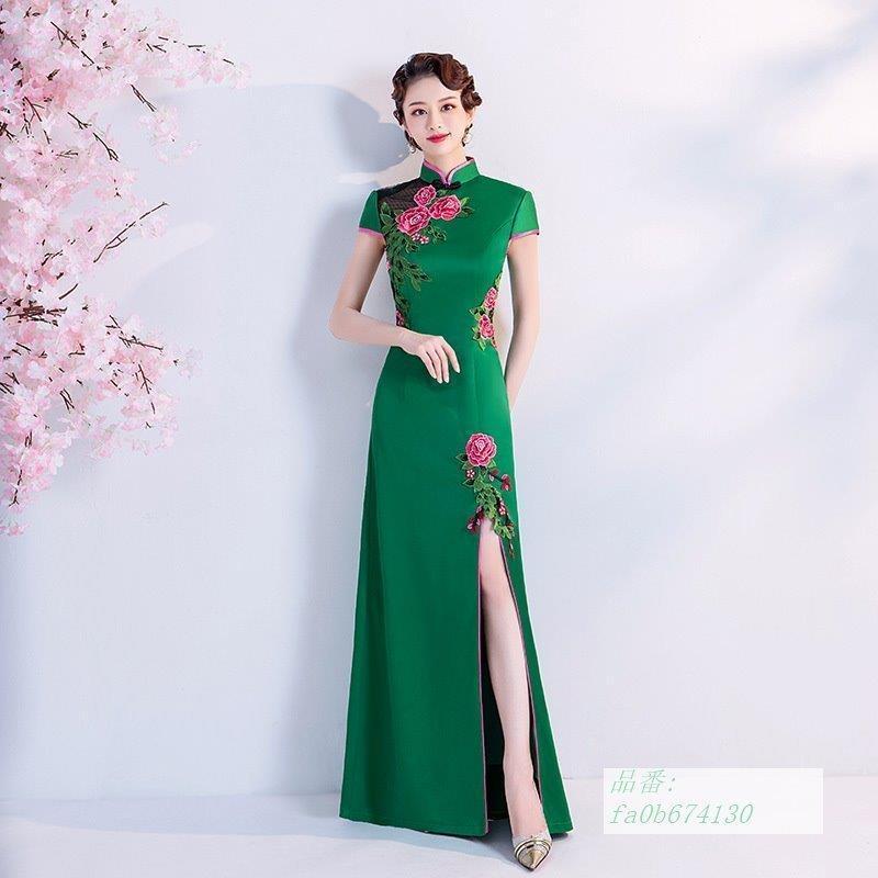 即納最大半額 チャイナドレス風 ロングドレス 国産