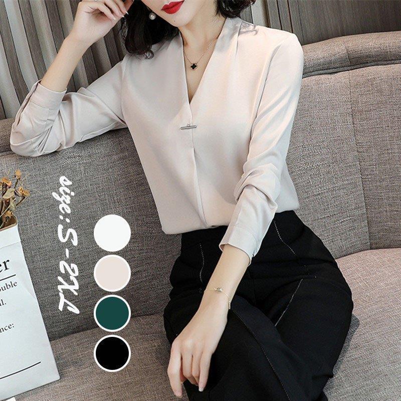 レディース シャツ ブラウス ワイシャツ 春秋 長袖 スーツ インナー トップス オフィス おしゃれ きれいめ 大きいサイズ カジュアル おしゃれ 会社 韓国風 通勤 Nsy Zxs Fevstyle 通販 Yahoo ショッピング