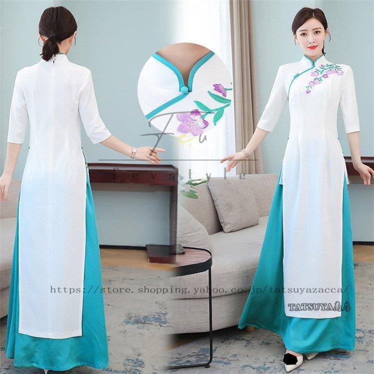 オンラインストア公式店 チャイナドレス風ワンピース2点セットロング丈五分袖マキシワンピースチャイナドレスワンピースきれいめ結婚式パーティドレス大きいサイズ 正規品送料無料 Www Superavila Com
