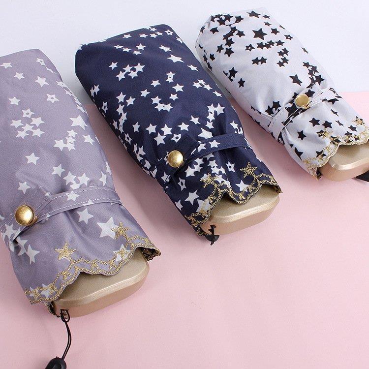 通販激安 女性用きれいめ 可愛い 軽量 紫外線対策晴雨兼用撥水加工 フリルパラソル 遮光遮熱 Uvカット 裏張り 3段折りたたみ レース星柄 レディース刺繍日傘 スマホより軽くコンパクト 折りたたみ傘 晴雨兼用 子ども用ファッション小物