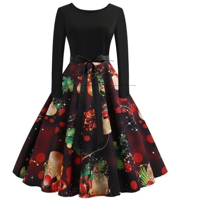 クリスマスドレス レトロワンピース フォーマルドレス 長袖 フレアワンピース パーティードレス レディース 団体衣装 ダンス衣装 Sd1 Fevstyle 通販 Yahoo ショッピング
