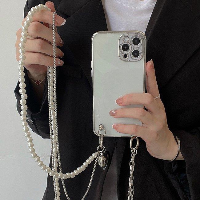 携帯カバー Iphone ケース 透明 シンプル しんじゅチェーン 全面保護 スマホケース チェーンケース チェーン付き スマホチェーン カバー 落下防止 Smh Hsp Fevstyle 通販 Yahoo ショッピング