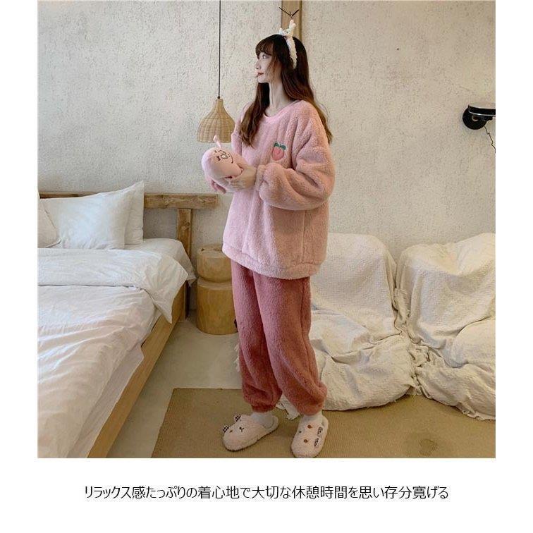 超爆安 ピンク 部屋着 サンゴフリース パジャマ レディース 上下セット ルームウェア 上下２点セット 可愛い モモ柄 ナイトウェア 冬 寝巻き 上下セット カラー パープル Www Mrsjudyaraujo Com