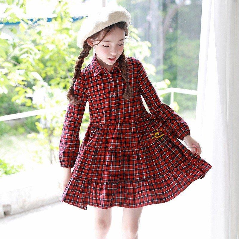 子供服 赤い チェック ワンピース 韓国子供服 長袖 シャツ ワンピース女の子 キッズ 可愛い 春秋 レッド ワンピース 発表会 卒園式 入学式1cm 160cm Tz W Fevstyle 通販 Yahoo ショッピング