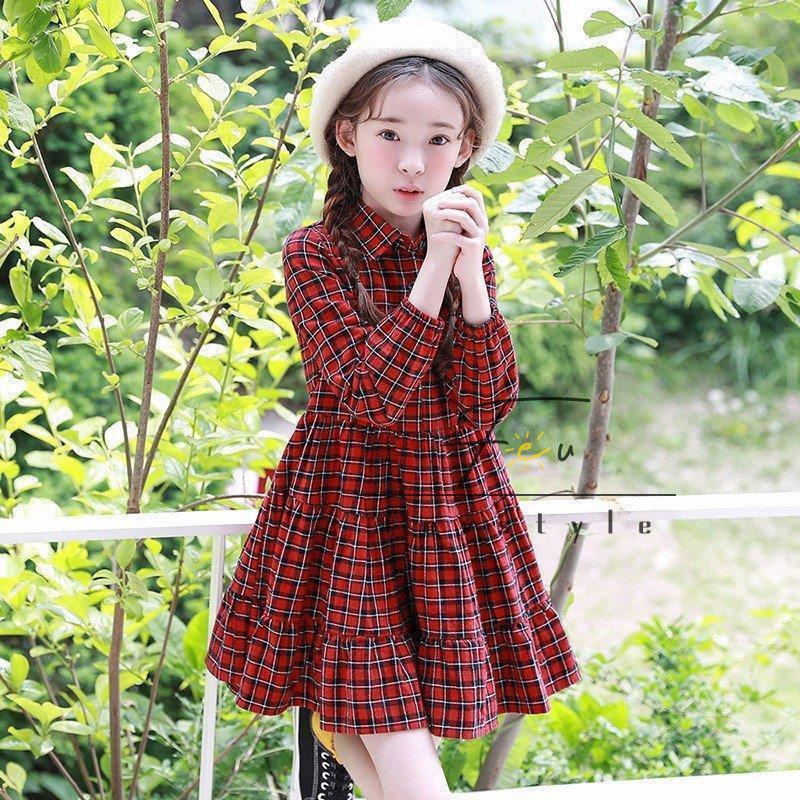 子供服 赤い チェック ワンピース 韓国子供服 長袖 シャツ ワンピース女の子 キッズ 可愛い 春秋 レッド ワンピース 発表会 卒園式 入学式1cm 160cm Tz W Fevstyle 通販 Yahoo ショッピング