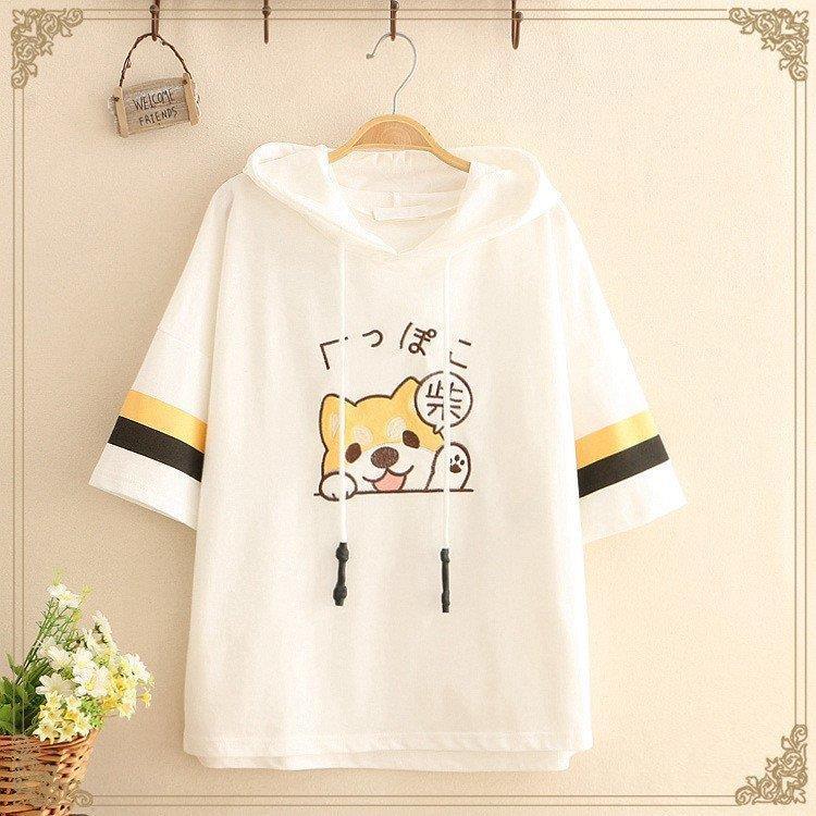 森ガール 半袖 パーカー ワンちゃん 柴犬 イラスト フードに耳付き レディース 3jlaizvrwe トップス Centralcampo Com Br