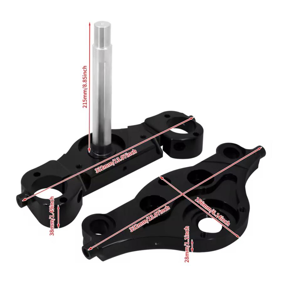 ハーレー ツーリング 2014-2024 ホイールトリプルツリーキット トリプル ツリー クランプ バー KO Raked 21" 23" 11度 パーツ_4