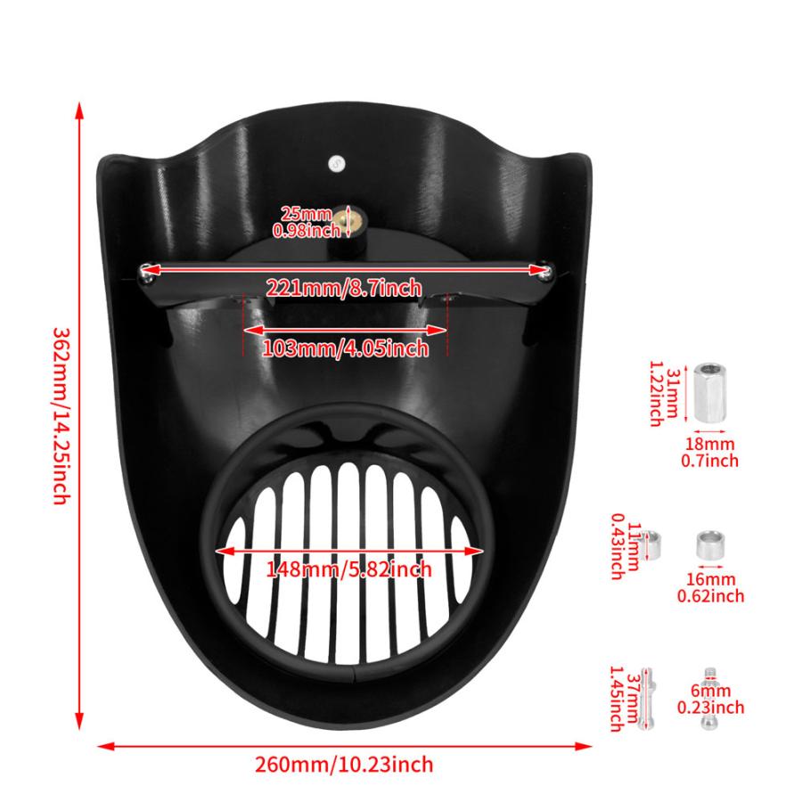 送料無料● ハーレー スポーツスター ダイナ FX XL883 1200 5.75インチ ヘッドライト フェアリング カバー ABS 光沢黒 パーツ カスタム |  | 04