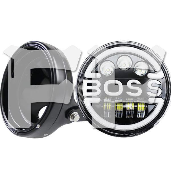 ハーレー ヤマハ ホンダ スズキ カワサキ LED 7インチ 60W ヘッドライト ハウジング ブラケット Hi.Low.DRL.ウインカー 1セット