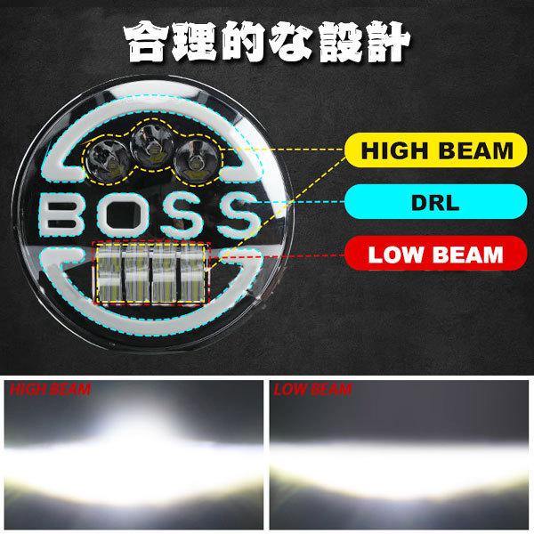 ハーレー ヤマハ ホンダ スズキ カワサキ LED 7インチ 60W ヘッドライト ハウジング ブラケット Hi.Low.DRL.ウインカー 1セットの画像