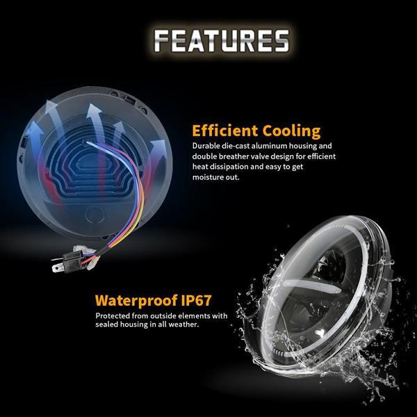 送料無料● ハーレー ヤマハ ホンダ スズキ カワサキ LED 7インチ 50W ヘッドライト ハウジング ブラケット Hi.Low.DRL.ウインカー 1セット_2
