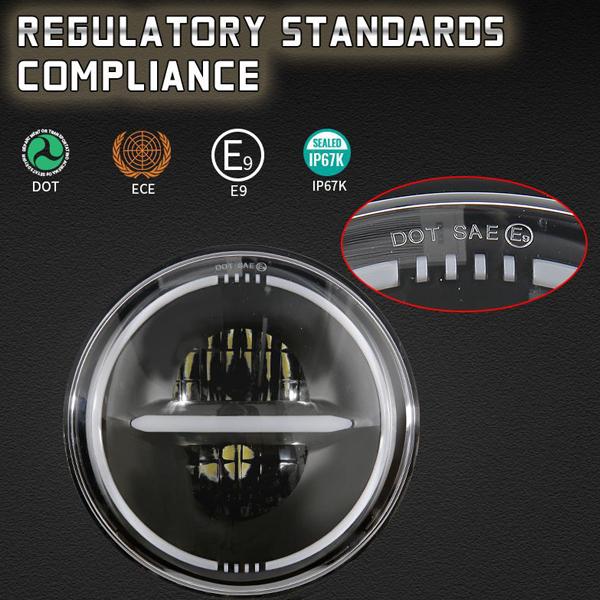 送料無料● ハーレー ヤマハ ホンダ スズキ カワサキ LED 7インチ 50W ヘッドライト ハウジング ブラケット Hi.Low.DRL.ウインカー 1セット_4