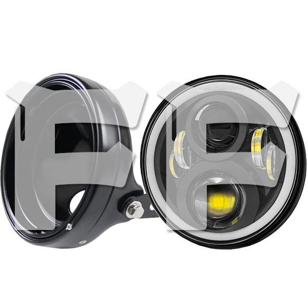 送料無料● ハーレー ヤマハ ホンダ スズキ カワサキ LED 7インチ 45W ヘッドライト ハウジング ブラケット Hi.Low.DRL.ウインカー 1セット