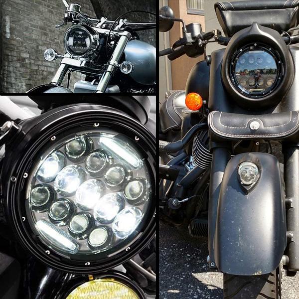 送料無料● ハーレー ヤマハ ホンダ スズキ カワサキ LED 7インチ 75W ヘッドライト ハウジング Hi.Low.ディライト 高輝度 高品質 1セット_5