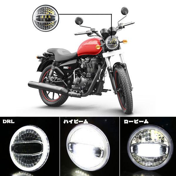 ハーレーダビッドソン CREEチップ LED 7インチ 108W ヘッドライト ブラケット Hi.Low.ディライト ホワイト オートバイ ブラック 1セットの画像