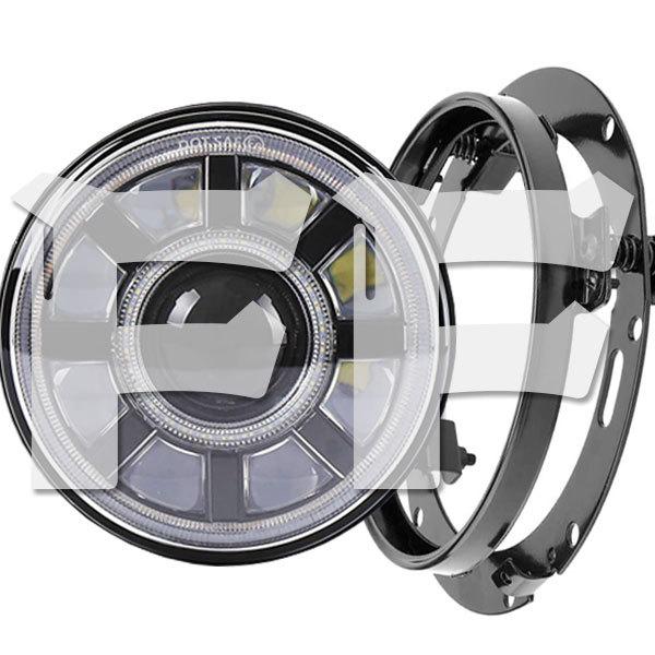 送料無料● ハーレー CREE LED 7インチ 60W ヘッドライト ブラケット Hi.Low.DRL.ウインカー ホワイト オートバイ ブラック 1セット