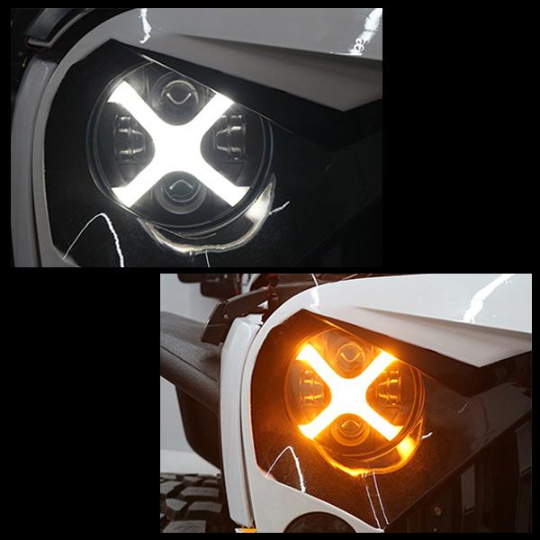 送料無料● ハーレー CREE LED 7インチ 50W ヘッドライト ブラケット Hi.Low.DRL.ウインカー ホワイト オートバイ ブラック 1セットの画像