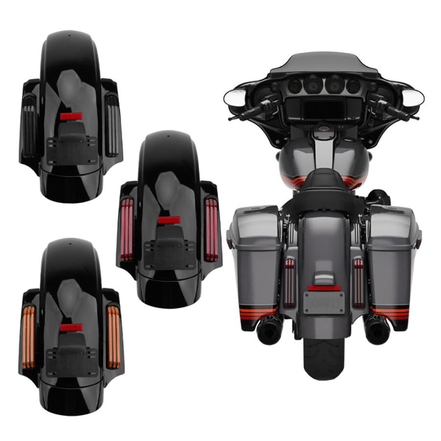 ハーレー ツーリング エレクトラグライド ロードキング 2009-2013 リア フェンダー LEDライト付 アンバー 新品の画像