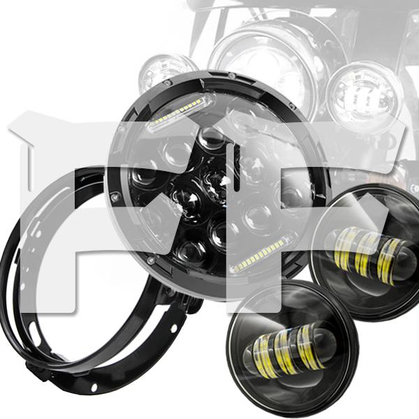 ハーレーダビッドソン CREE心付け LED 75W 7in 前照灯 4.5in フォグランプ 自動二輪車 FLHS FLHT DOT聞きとどける品 1仕掛ける バイク-ライト、レンズ-ヘッドライト