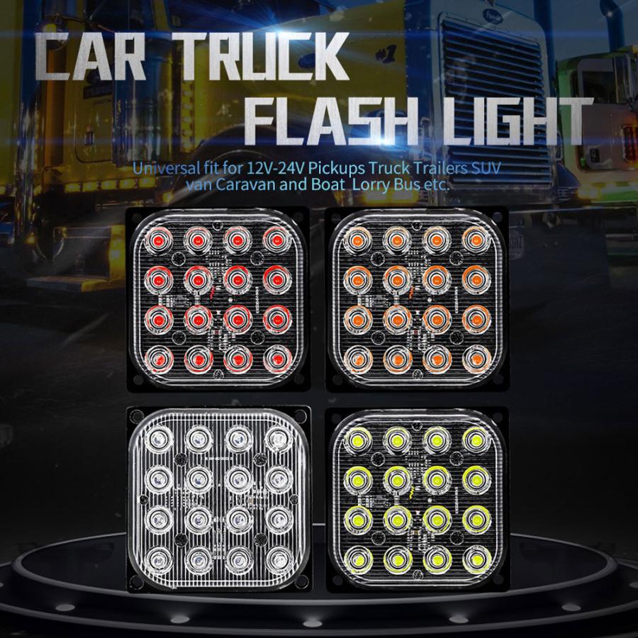 2モード 超薄型 LED ライト ハザード ストロボ/フラッシュ/警告灯 ブルー パトロール 点滅ライト SUV トラック 建設機械 12V/24V 2個｜ff-carshop｜02