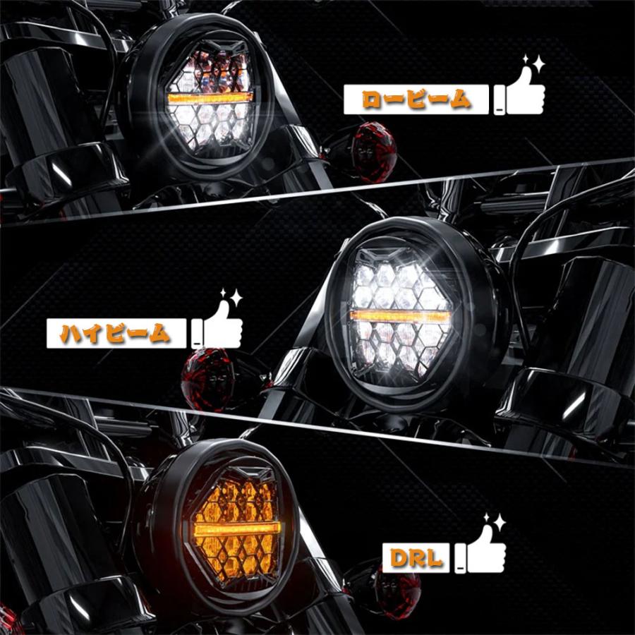 5.75インチ ハーレーダビッドソン ロードグライド LED ヘッドライト デュアルキット ブラック パーツ オートバイ 1セットの画像