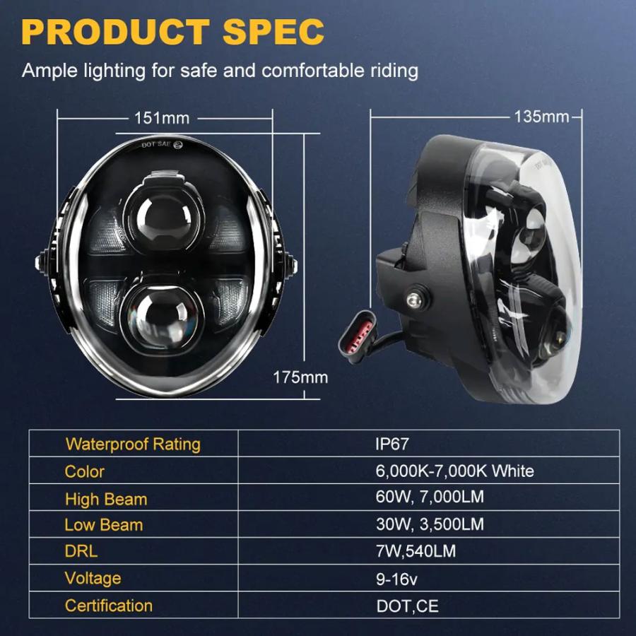 送料無料● ハーレー VRSCA VROD VRSCDX VRSC VRSCA VRSCAW VRSCB VRSCF VRSCSE 02-17 LED ヘッドライト Hi.Low.DRL ホワイト 6500K パーツ_4