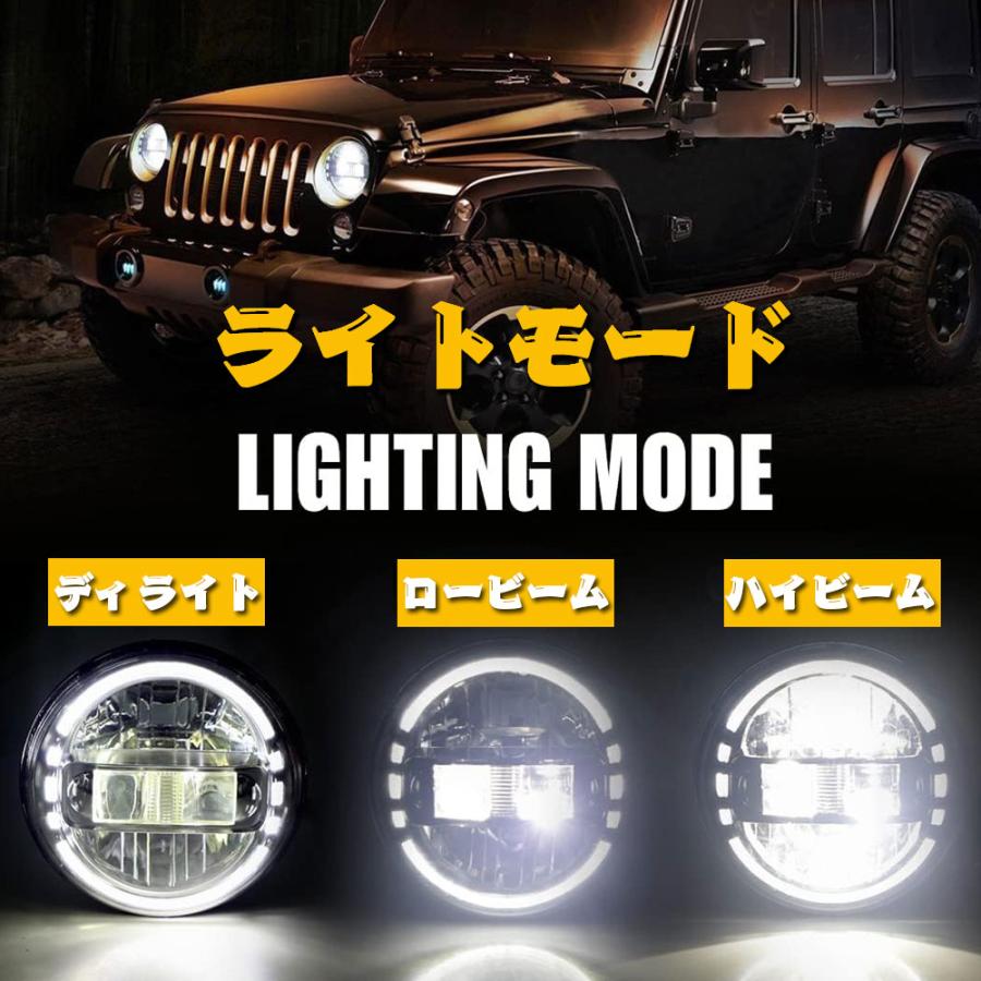 日本仕様品 Eマーク/DOT認証 7インチ LED ヘッドライト ハイ.ロー切替