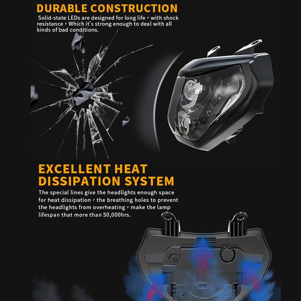 For YAMAHA MT 09 FZ 2014〜2017年式 07 2018~2019年式 92W LED ヘッド
