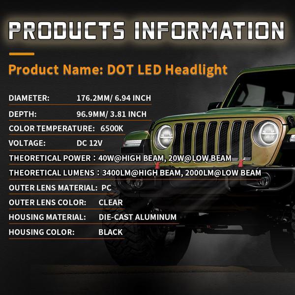 7インチ 60W JEEP LED ヘッドライト JK TJ ジムニー ハマーH2 HI.Low 