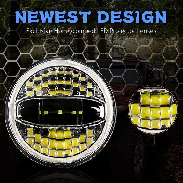 送料無料○ JEEP ラングラー 7インチ LED ヘッドライト ホワイト
