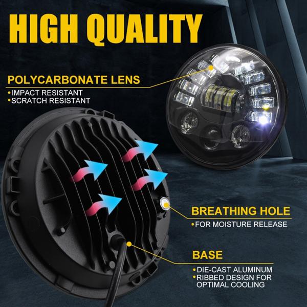 送料無料○ LED ヘッドライト 7インチ 70W JEEP JK TJ スズキジムニー 