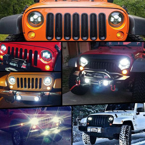 7インチ LED ヘッドライト Jeep Wrangler JK JKU TJ CL ハマー H1 H2 40W Hi.Low切替式 ブラック 6500K DOT承認品 2個_8