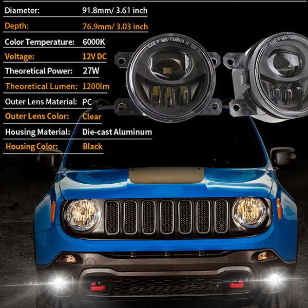 For Jeep Renegade レネゲート 2015~2020年式 LED フォグランプ