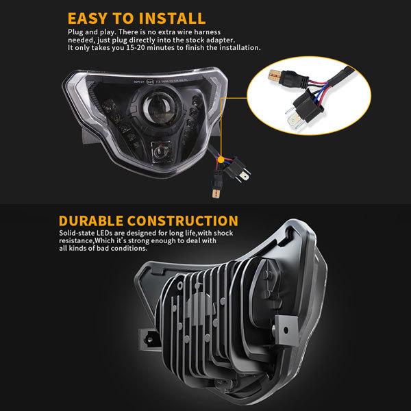 送料無料● BMW LEDヘッドライト プロジェクター 3モードHi.Low.DRL G310GS 2016~2021 G310R 2018~2021 完全な悪魔の目組立キット Eマーク_3