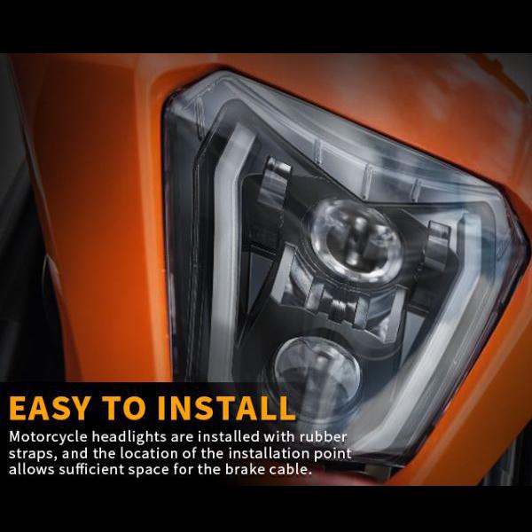 送料無料● Eマーク認証品 For KTM EXC XCF SX F..など 14~22年式 LED ヘッドライト ゴーストマスク オレンジ ホワイト 6500K 新品の画像
